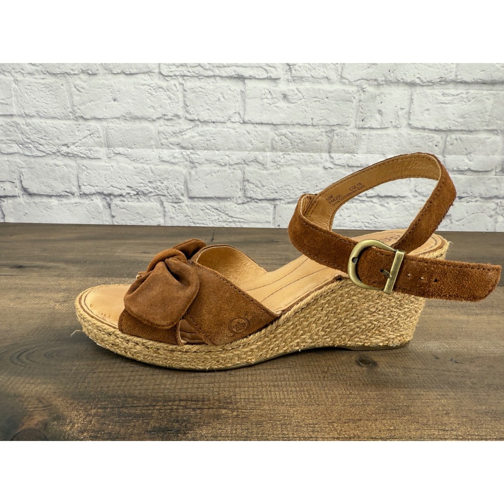 BORN Monticello Knotted Wedge Sandal Brown‎ Women's Size 10M Espadrille - Picture 6 of 9